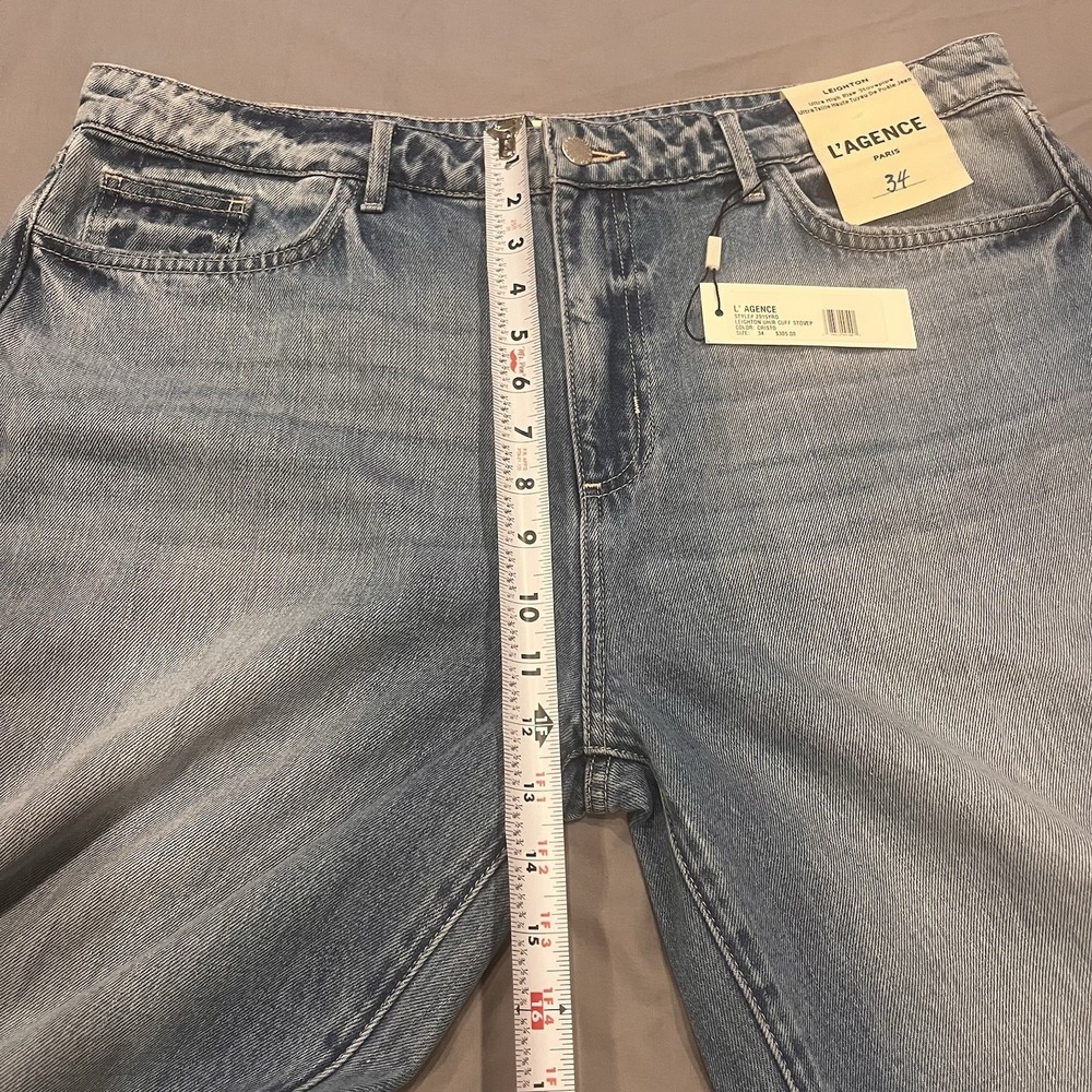 L'AGENCE Leighton Ultra High-Rise Cuff Stovepipe Cristo Size 34 Cotton NWT - Picture 7 of 11